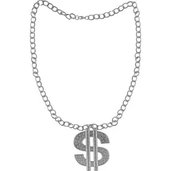 Karnevalový doplněk Funny Fashion Náhrdelník - dolar stříbrný
