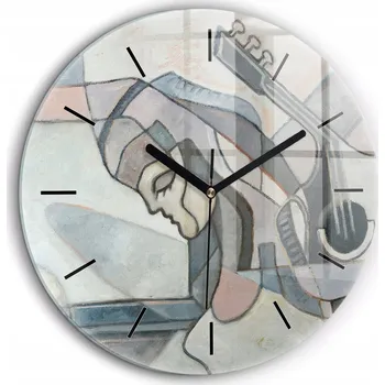 Hodiny Tiché skleněné nástěnné hodiny Malířství abstraktní černé ručičky průměr 60 cm