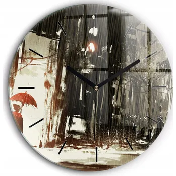 Hodiny Nástěnné hodiny Žena v deštivé noci, černé ručičky, kulatý, průměr 60 cm