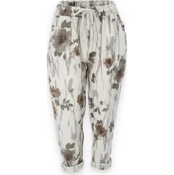 Dámské kalhoty Lněné kalhoty s potiskem 21451 barva: béžová