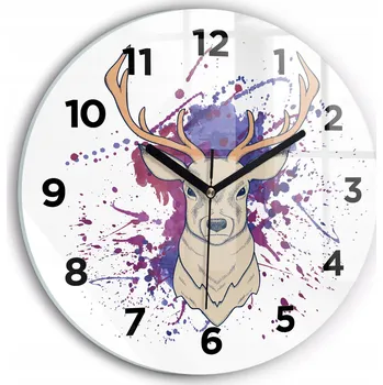 Obraz Tichá nástěnná skleněná hodina s ilustrací jelena kulatý fi30 cm