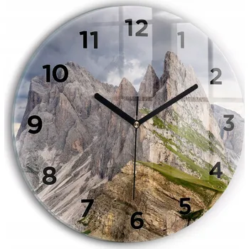 Hodiny Minimalistické Čtvercové Skleněné Foto Hodiny na Zeď Skalnaté hory průměr 30 cm