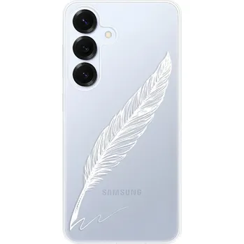 Pouzdro na mobilní telefon Odolné silikonové pouzdro iSaprio - Writing By Feather - white - Samsung Galaxy S25