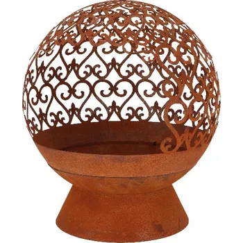 Ohniště, koule vyřezávaná CURL, pr. 50cm, rez|Esschert Design