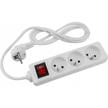 Napájecí kabel Prodlužovací Kabel Zásuvková Lišta 3 zásuvky s uzemněním + vypínač 1,5 m