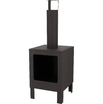 Terasový krb, hranatý, černá, 108x38x38cm|Esschert Design