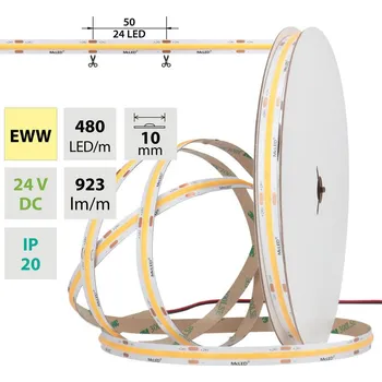 LED páska LED pásek COB EWW, 480LED/m, 10W/m, DC 24V, 923lm/m, CRI90, IP20, 10mm, 50m