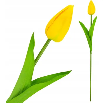 umělá květina JEDNODUCHÝ ŽLUTÝ TULIPÁN JAKO ŽIVÝ UMĚLÁ KVĚTINA PRO STŘEDNÍ OKRASL KYTICE