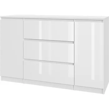 Šatní skříň Komoda 2D3S - bílý lesk