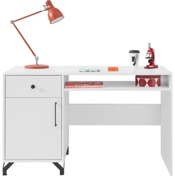 Psací stůl Psací stůl BERGEN - BE9, Bílý Lux + Bílá vysoký lesk