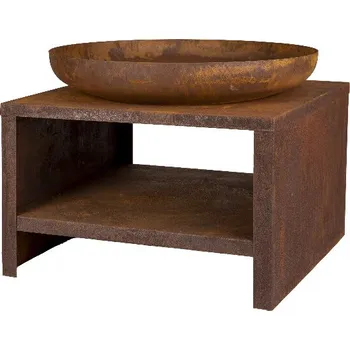 Ohniště se zásobníkem na dřevo, rez, pr.81x63cm|Esschert Design