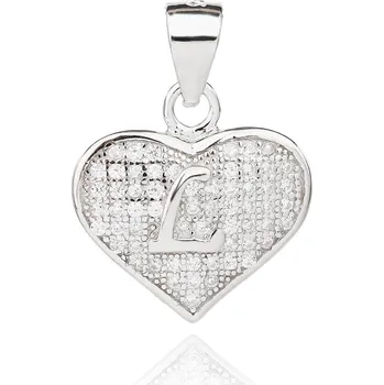 Přívěsek Bealio BEALIO Stříbrný přívěsek SRDCE S PÍSMENKEM L 03-02159-3412