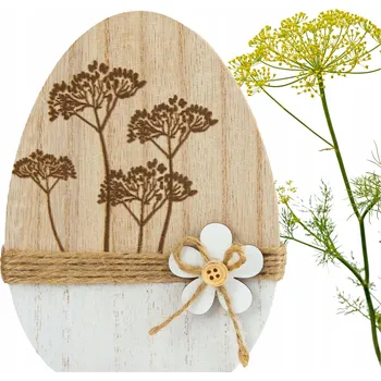 Obraz OZDOBA VAJÍČKO VELIKONOČNÍ 14 CM DEKORACE KRASLICE NA STŮL DŘEVĚNÉ KOPR