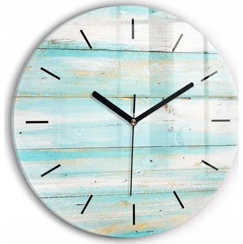 Hodiny Moderní skleněné hodiny s grafikou na zeď Modré desky kulatý průměr 30 cm