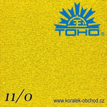 Korálek Korálky TOHO tvar ROUND (kulaté). Velikost 11/0. Barva č. 12-Transparent Lemon . Balení 8g.