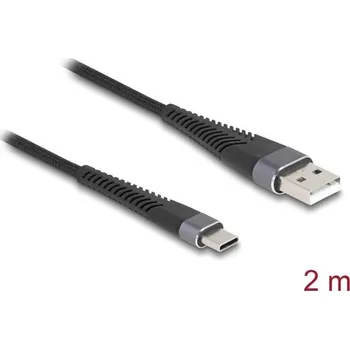 Datový kabel Delock Kabel USB 2.0 ze zástrčky USB Typ-A na zástrčku USB Type-C™, s prodlouženou ochranou proti ohybu, 2 m 81122