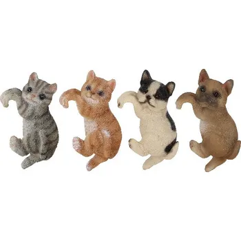 Figurka Zvířátka a postavy OUTDOOR Štěně a kotě na květináč, 11cm, (balení obsahuje 4 kusy!)|Esschert Design