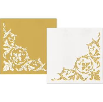 Papírový ubrousek Ubrousky Zlaté bílé 40 cm 12 Ks Airlaid Svatební Hostina svaté přijímání