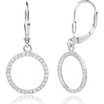 Náušnice BEALIO BEALIO Stříbrné náušnice VISACÍ KROUŽEK 03-12464-3432 bílá