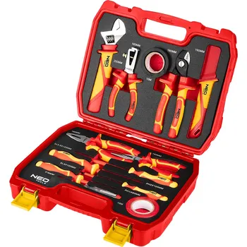 Sada nářadí NEO TOOLS Elektrikářská sada 13 dílná – kufřík s izolovaným nářadím