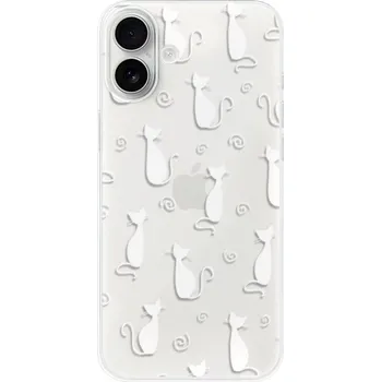 Pouzdro na mobilní telefon Odolné silikonové pouzdro iSaprio - Cat pattern 05 - white - iPhone 16 Plus