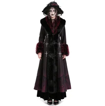 Dámský kabát kabát dámský DEVIL FASHION - Black and Red Vintage Gothic - XL