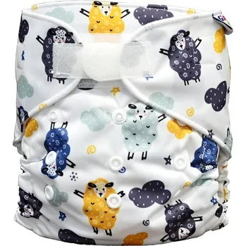 Plenkové kalhoty GaGa's Látková plena All in One Ovečky na suchý zip