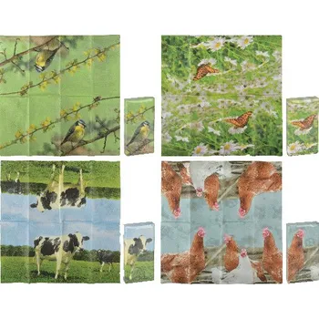 Kapesníky s venkovským motivem, (balení obsahuje 4 kusy!)|Esschert Design