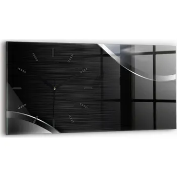 Hodiny Ozdobné nástěnné hodiny s krásnou grafikou, 60x30 cm, Černo-stříbrné linie