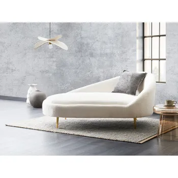 Pohovka Lenoška krémově bílá buklé čalounění pravostranná zlaté nohy moderní design nábytek do obývacího pokoje Beliani