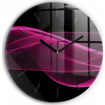 Hodiny Moderní skleněné hodiny s grafikou na zeď Růžová abstrakce průměr 60 cm