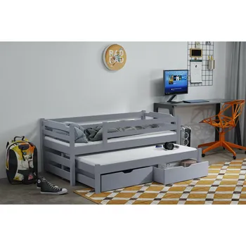 Postel Slevadoma Dětská postel s přistýlkou HUGO II + ROŠTY a ZÁSUVKY v ceně Rozměr: 90 x 190 cm, Barva: oranžová,