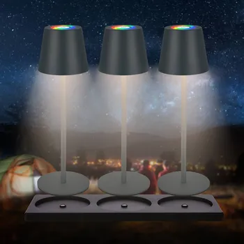 Venkovní osvětlení Briloner Nabíjecí stolní lampy Cilano LED, sada 3 kusů, antracitová barva, nabíjecí - Nabíjecí stanice - délka 42 cm, šířka 15 cm LED 2,5 W celkem - Doprava zdarma