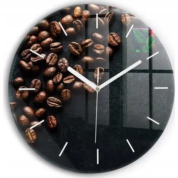Hodiny Ozdobné nástěnné hodiny s krásnou grafikou Kávová zrna kulatý průměr 30 cm