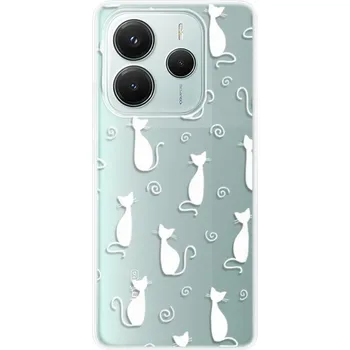 Pouzdro na mobilní telefon Odolné silikonové pouzdro iSaprio - Cat pattern 05 - white - Xiaomi Redmi Note 14 5G
