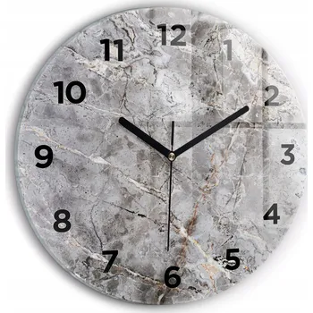 Hodiny Ozdobné nástěnné hodiny s krásnou grafikou Šedá žula mramor kulatý průměr 30 cm
