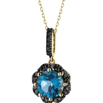 Přívěsek Zlatý přívěsek s černými brilianty a topazem London Blue - ryzost 585 - 189.383