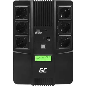 Záložní zdroj Green Cell Nepřerušitelný zdroj napájení UPS AiO 800VA 480W s LCD displejem | VERZE EU | 6x zásuvky Schuko UPS07