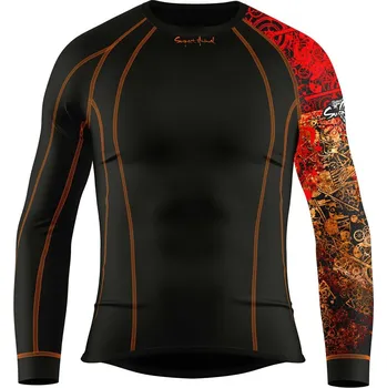 Pánské funkční triko dlouhý rukáv BIKES černá BambooHeavy - Oranžová / L