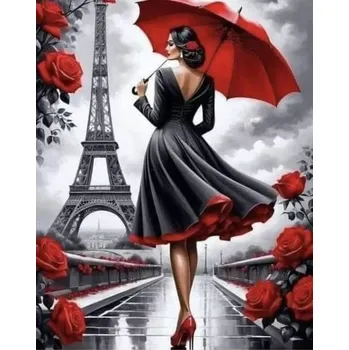 Diamantové malování NORIMPEX Diamantové malování Žena v Paříži 30x40cm