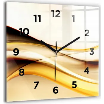 Hodiny Minimalistické skleněné nástěnné hodiny s S Potiskem - Abstrakce vlna 60x60 cm