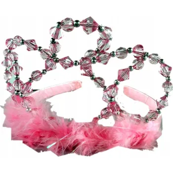 Čelenka Párty čelenka korunka, růžová, s korálky a peříčky.