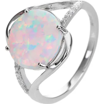 Prsten BEALIO BEALIO Stříbrný prsten mohutný SOLITÉR bílý OPÁL 54 mm
