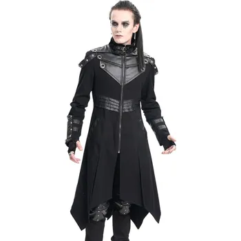 Pánský zimní kabát kabát pánský DEVIL FASHION - Black Gothic Punk - CT255 - S
