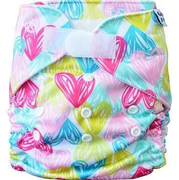 Plenkové kalhoty GaGa's Látková plena All in One Srdíčka na suchý zip