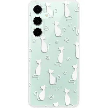 Pouzdro na mobilní telefon Odolné silikonové pouzdro iSaprio - Cat pattern 05 - white - Samsung Galaxy S24 FE