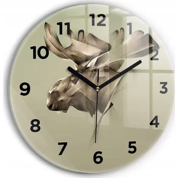 Hodiny Moderní skleněné nástěnné hodiny s potiskem Grafický los kulatý průměr 30 cm