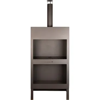 Terasový krb + zásobník na dřevo, XL, černá, 76x39x205cm|Esschert Design