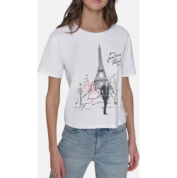 Dámské tričko Dámské volné triko Karl Lagerfeld Paris - Velikost M, Barva Bílá 56179 L5WH7009
