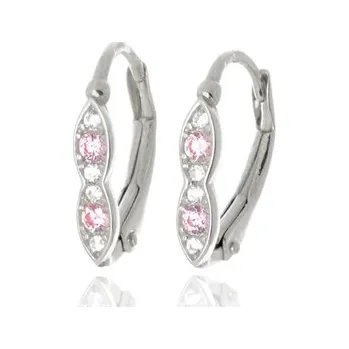 Náušnice Náušnice z bílého zlata s čirými a růžovými zirkony NA1724F + DÁREK ZDARMA